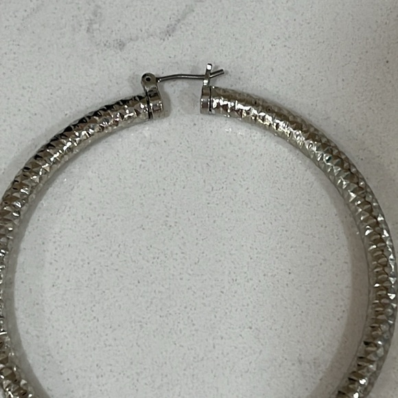 Gorgeous Sparkly Silver Plated Hoops - Picture 6 of 7